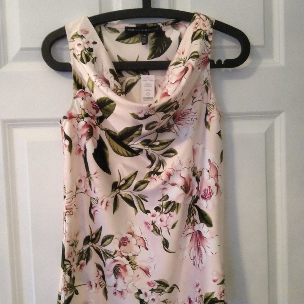 WHBM - XXS Baby Pink Floral Draped Shell